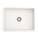 BOCCHI Classico 24" White Fireclay Farmhouse Sink With Grid & Stainless Steel Faucet