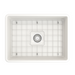 BOCCHI Classico 24" White Fireclay Farmhouse Sink With Grid & Stainless Steel Faucet