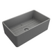 BOCCHI Classico 30 Matte Gray Fireclay Farmhouse Sink Single Bowl With Free Grid Side View with grid