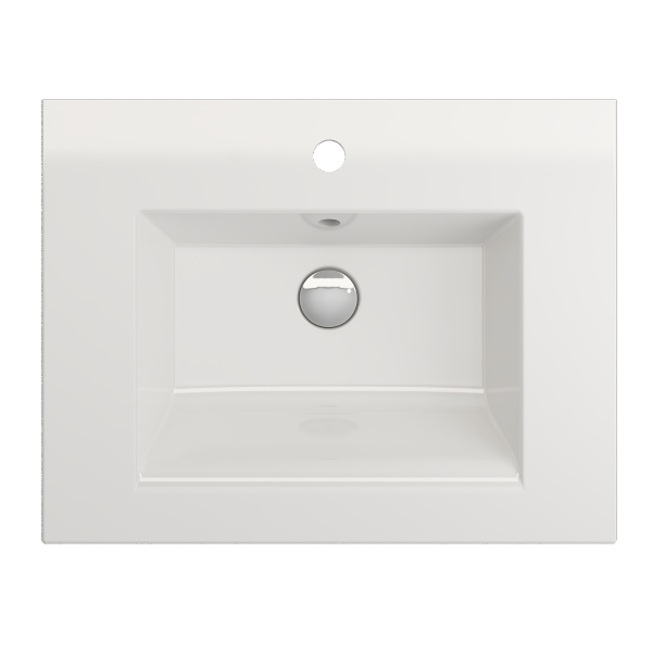 BOCCHI Ravenna 24" White 1-Hole Fireclay Wall-Mounted Bathroom Sink with Overflow