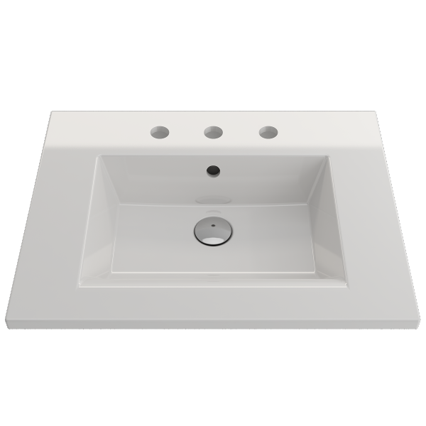 BOCCHI Ravenna 24" White 3-Hole Fireclay Wall-Mounted Bathroom Sink with Overflow