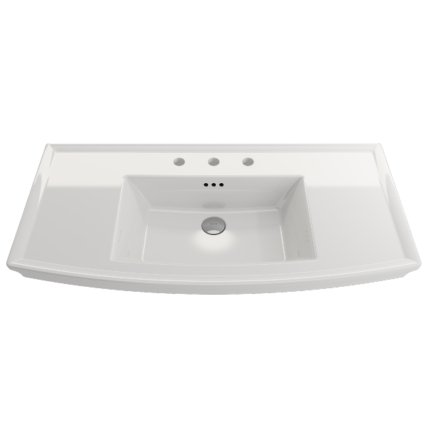 BOCCHI Lavita 40" White 3-Hole Fireclay Wall-Mounted Console Bathroom Sink with Overflow