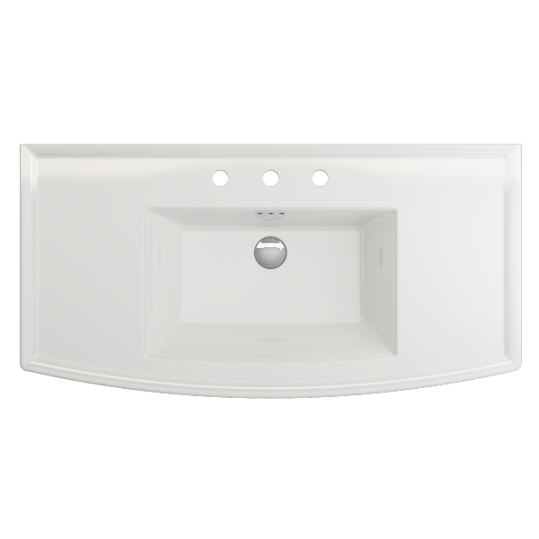 BOCCHI Lavita 40" White 3-Hole Fireclay Wall-Mounted Console Bathroom Sink with Overflow