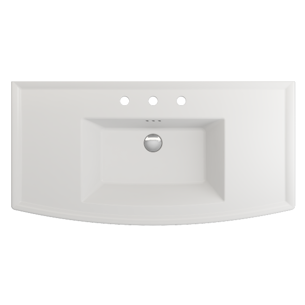 BOCCHI Lavita 40" Matte White 3-Hole Fireclay Wall-Mounted Console Bathroom Sink with Overflow