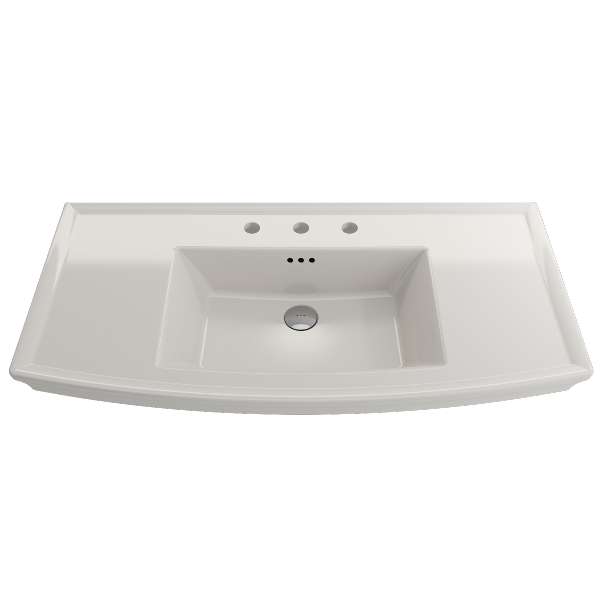 BOCCHI Lavita 40" Biscuit 3-Hole Fireclay Wall-Mounted Console Bathroom Sink with Overflow