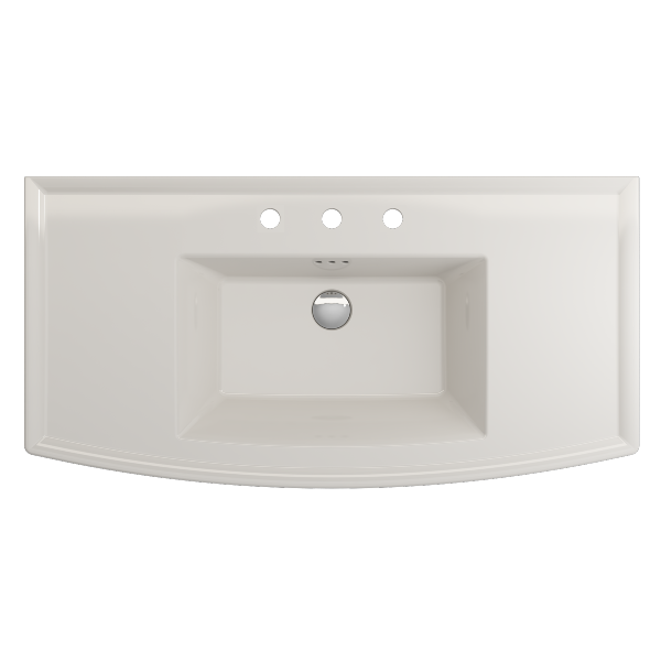 BOCCHI Lavita 40" Biscuit 3-Hole Fireclay Wall-Mounted Console Bathroom Sink with Overflow