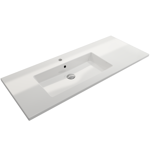 BOCCHI Ravenna 47" White 1-Hole Fireclay  Wall-Mounted Bathroom Sink with Overflow