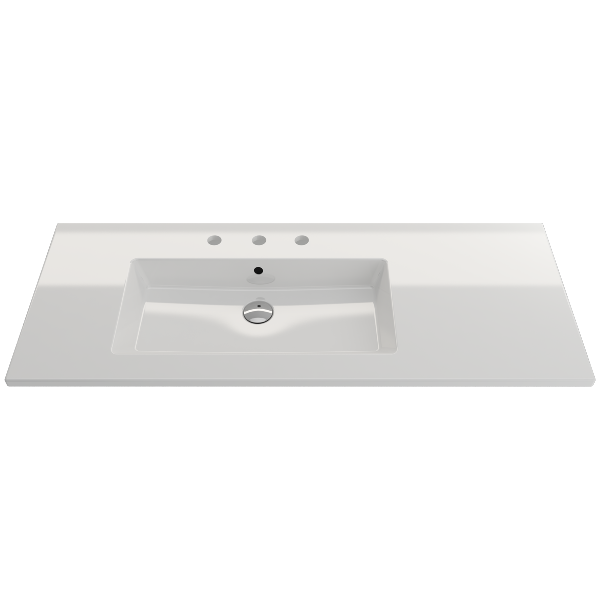 BOCCHI Ravenna 47" White 3-Hole Fireclay  Wall-Mounted Bathroom Sink with Overflow