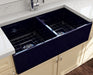 BOCCHI Contempo 36D Blue Fireclay Double Farmhouse Sink With Free Grid - Annie & Oak
