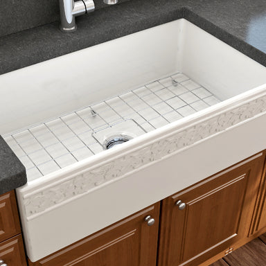 Bocchi Vigneto 33" Biscuit Fireclay Single Bowl Farmhouse Sink w/ Grid - Annie & Oak