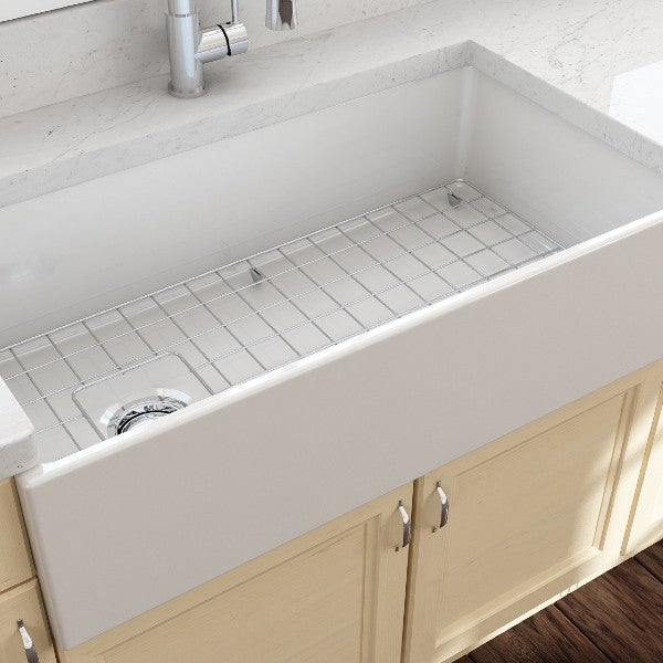 Bocchi Contempo 36 Biscuit Fireclay Farmhouse Sink Single Bowl With Free Grid - Annie & Oak