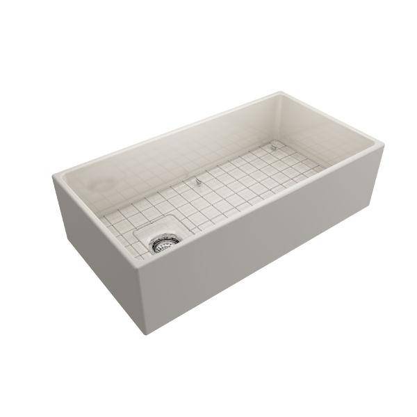 Bocchi Contempo 36 Biscuit Fireclay Farmhouse Sink Single Bowl With Free Grid - Annie & Oak