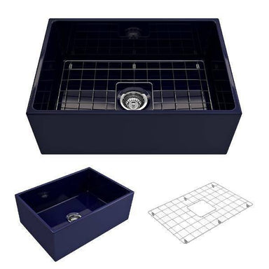 Bocchi Contempo 27 Blue Fireclay Single Bowl Farmhouse Sink w/ Grid - Annie & Oak
