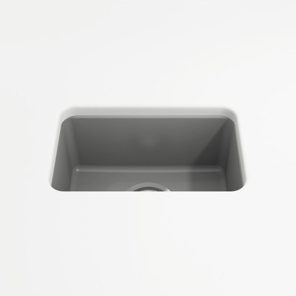 BOCCHI Sotto 12" Matte Gray Fireclay Single Bowl Undermount Prep Sink w/ Strainer