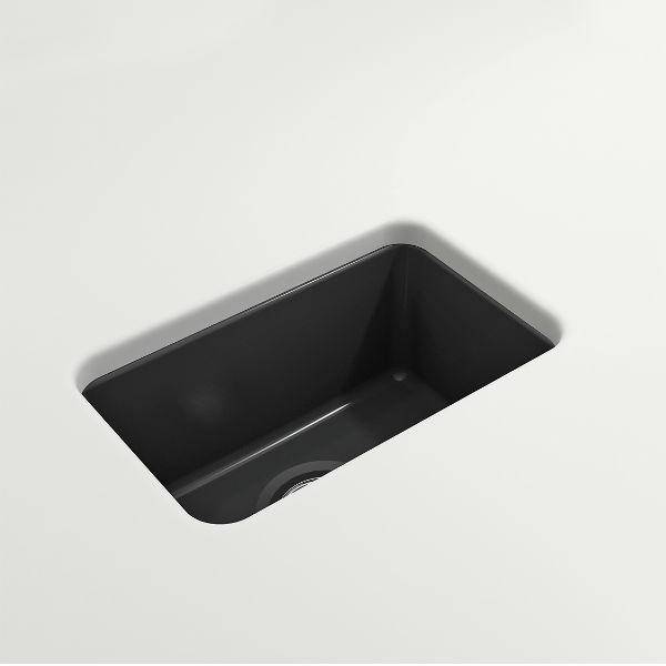 Bocchi Sotto 12" Dark Gray Fireclay Single Bowl Undermount Prep Sink w/ Strainer - Annie & Oak