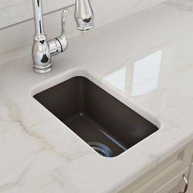 Bocchi Sotto 12" Brown Fireclay Single Bowl Undermount Prep Sink w/ Strainer - Annie & Oak
