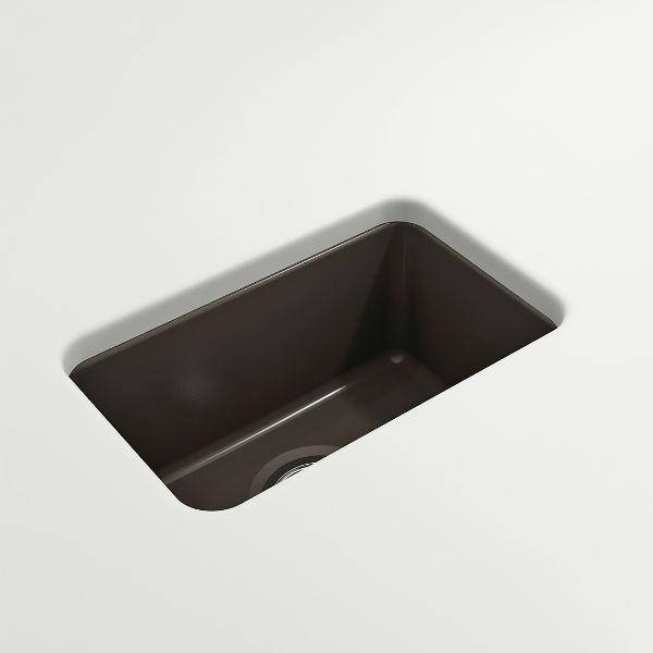 Bocchi Sotto 12" Brown Fireclay Single Bowl Undermount Prep Sink w/ Strainer - Annie & Oak