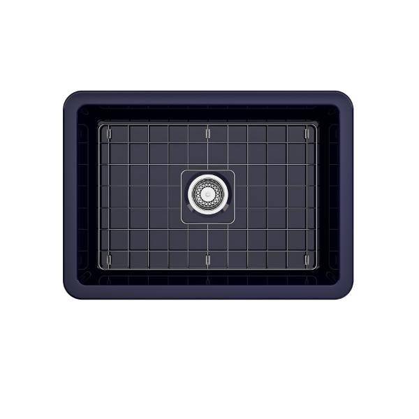 Bocchi Sotto 27 Blue Fireclay Single Undermount Kitchen Sink  w/ Grid - Annie & Oak