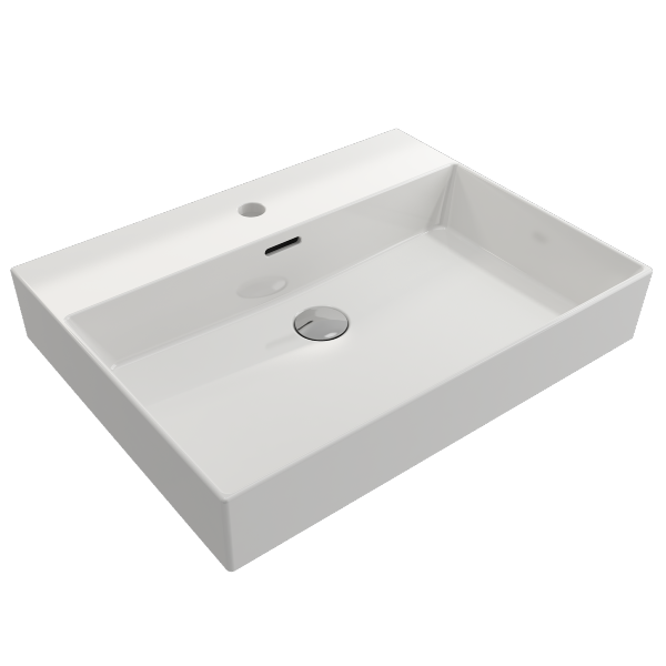 BOCCHI Milano 24" White 1-Hole Fireclay Wall-Mounted Bathroom Sink with Overflow