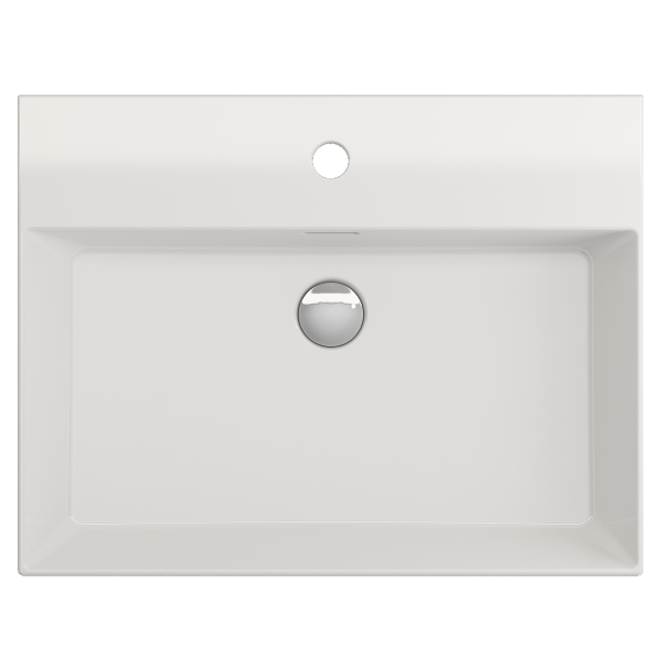 BOCCHI Milano 24" White 1-Hole Fireclay Wall-Mounted Bathroom Sink with Overflow