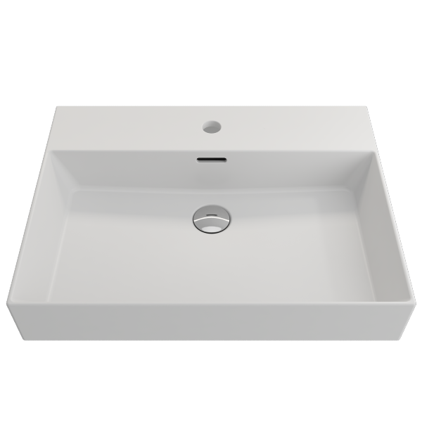 BOCCHI Milano 24" Matte White 1-Hole Fireclay Wall-Mounted Bathroom Sink with Overflow