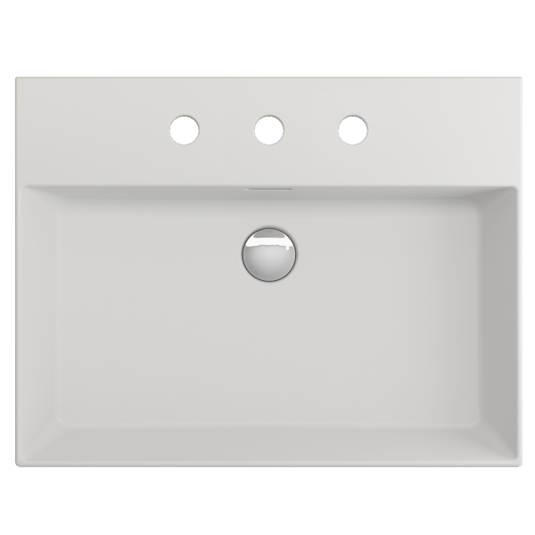 BOCCHI Milano 24" Matte White 3-Hole Fireclay Wall-Mounted Bathroom Sink with Overflow