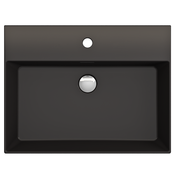 BOCCHI Milano 24" Matte Black 1-Hole Fireclay Wall-Mounted Bathroom Sink with Overflow