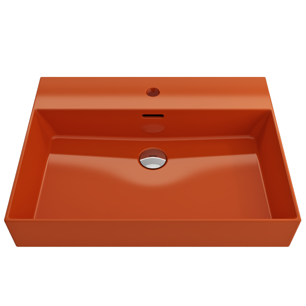BOCCHI Milano 24" Orange 1-Hole Fireclay Wall-Mounted Bathroom Sink with Overflow
