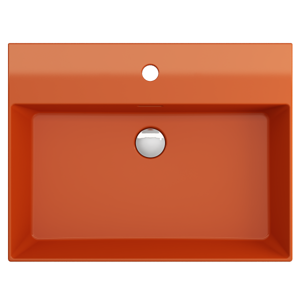 BOCCHI Milano 24" Orange 1-Hole Fireclay Wall-Mounted Bathroom Sink with Overflow