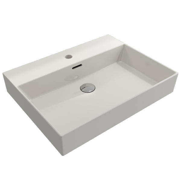 BOCCHI Milano 24" Biscuit 1-Hole Fireclay Wall-Mounted Bathroom Sink with Overflow