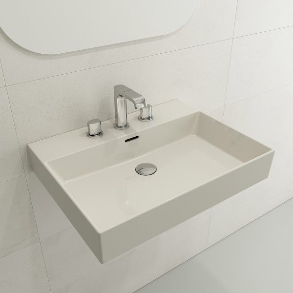 BOCCHI Milano 24" Biscuit 3-Hole Fireclay Wall-Mounted Bathroom Sink with Overflow
