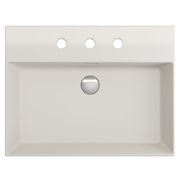 BOCCHI Milano 24" Biscuit 3-Hole Fireclay Wall-Mounted Bathroom Sink with Overflow