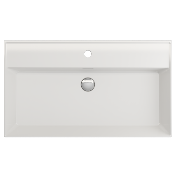 BOCCHI Milano 32" White 1-Hole Fireclay Wall-Mounted Bathroom Sink with Overflow
