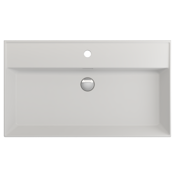 BOCCHI Milano 32" Matte White 1-Hole Fireclay Wall-Mounted Bathroom Sink with Overflow