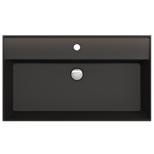 BOCCHI Milano 32" Matte Black 1-Hole Fireclay Wall-Mounted Bathroom Sink with Overflow