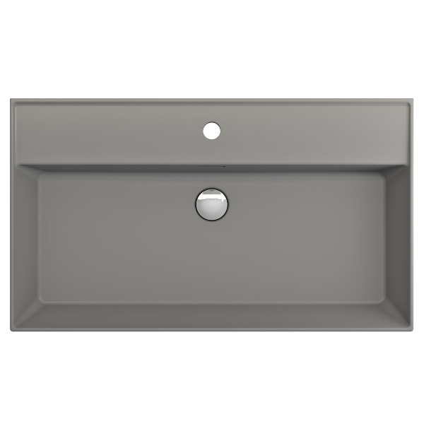 BOCCHI Milano 32" Matte Gray 1-Hole Fireclay Wall-Mounted Bathroom Sink with Overflow
