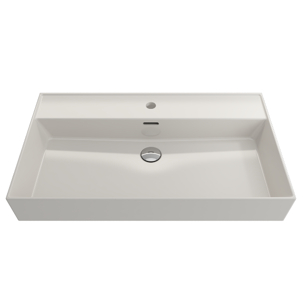 BOCCHI Milano 32" Biscuit 1-Hole Fireclay Wall-Mounted Bathroom Sink with Overflow