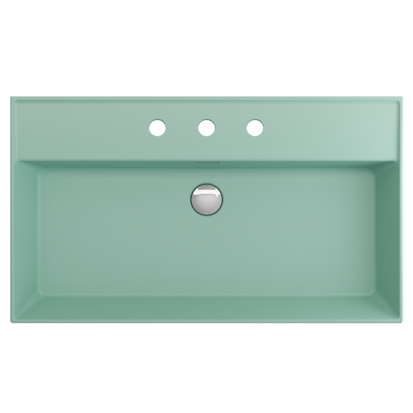 BOCCHI Milano 32" Matte Mint Green 3-Hole Fireclay Wall-Mounted Bathroom Sink with Overflow