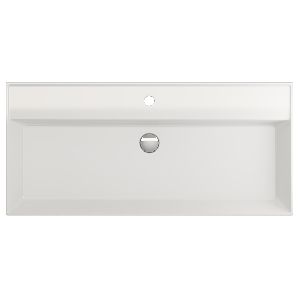 BOCCHI Milano 39" White 1-Hole Fireclay  Wall-Mounted Bathroom Sink with Overflow