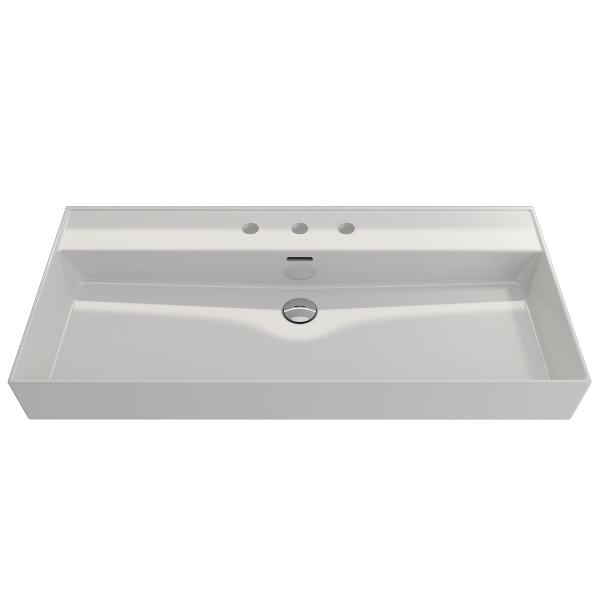 BOCCHI Milano 39" White 3-Hole Fireclay  Wall-Mounted Bathroom Sink with Overflow