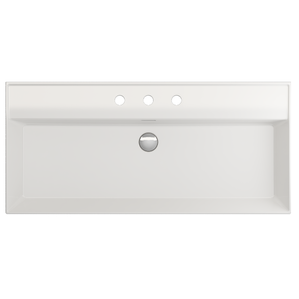 BOCCHI Milano 39" White 3-Hole Fireclay  Wall-Mounted Bathroom Sink with Overflow