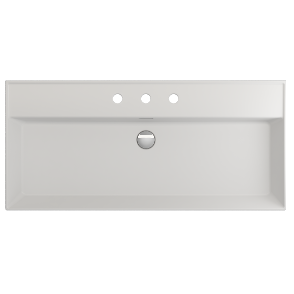 BOCCHI Milano 39" Matte White 3-Hole Fireclay  Wall-Mounted Bathroom Sink with Overflow