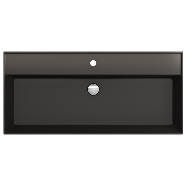 BOCCHI Milano 39" Matte Black 1-Hole Fireclay  Wall-Mounted Bathroom Sink with Overflow