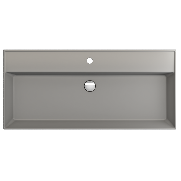 BOCCHI Milano 39" Matte Gray 1-Hole Fireclay Wall-Mounted Bathroom Sink with Overflow