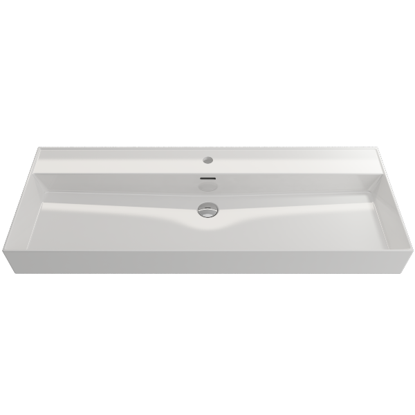 BOCCHI Milano 47" White 1-Hole Wall-Mounted Bathroom Sink Fireclay with Overflow