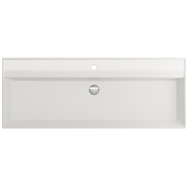 BOCCHI Milano 47" White 1-Hole Wall-Mounted Bathroom Sink Fireclay with Overflow