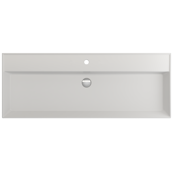 BOCCHI Milano 47" Matte White 1-Hole Wall-Mounted Bathroom Sink Fireclay with Overflow