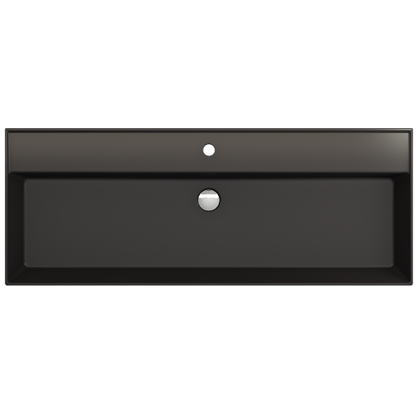 BOCCHI Milano 47" Matte Black 1-Hole Wall-Mounted Bathroom Sink Fireclay with Overflow