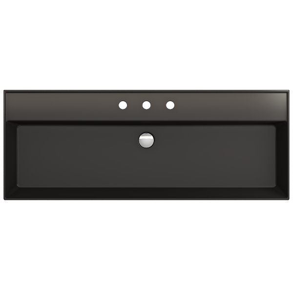 BOCCHI Milano 47" Matte Black 3-Hole Wall-Mounted Bathroom Sink Fireclay with Overflow