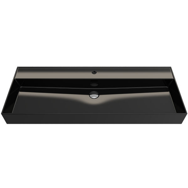 BOCCHI Milano 47" Black 1-Hole Wall-Mounted Bathroom Sink Fireclay with Overflow